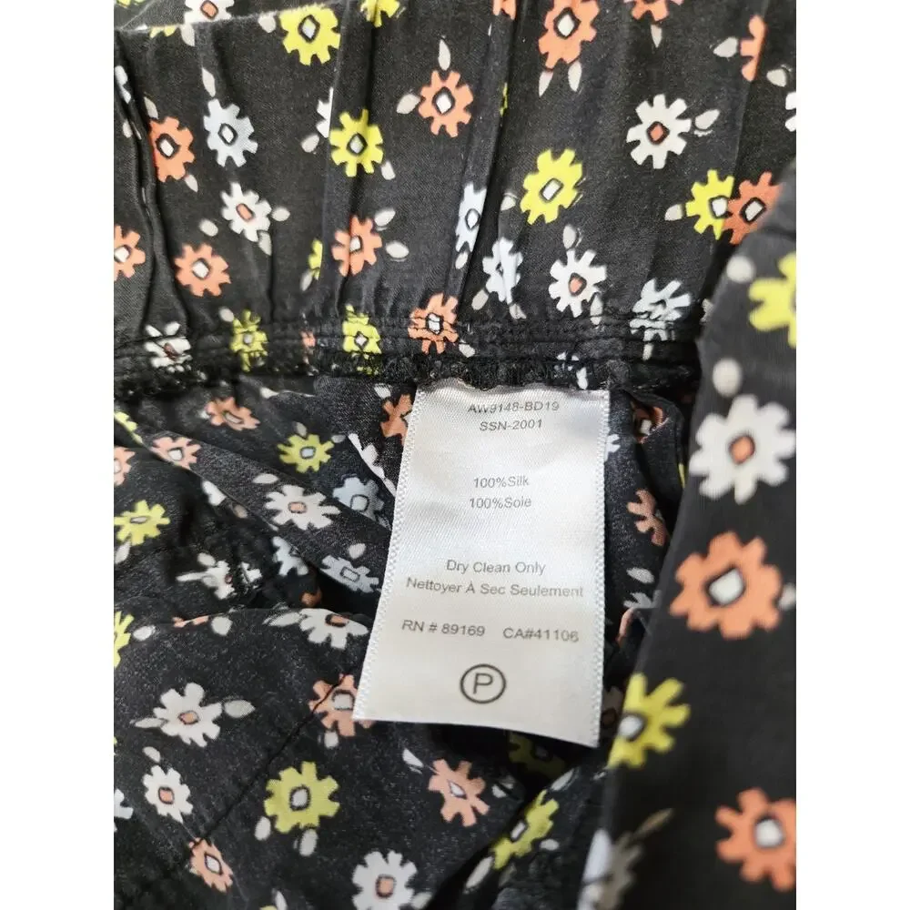 ATM 100%‎ Silk Pants High Rise Floral Print Flat Front Pockets EUC Med